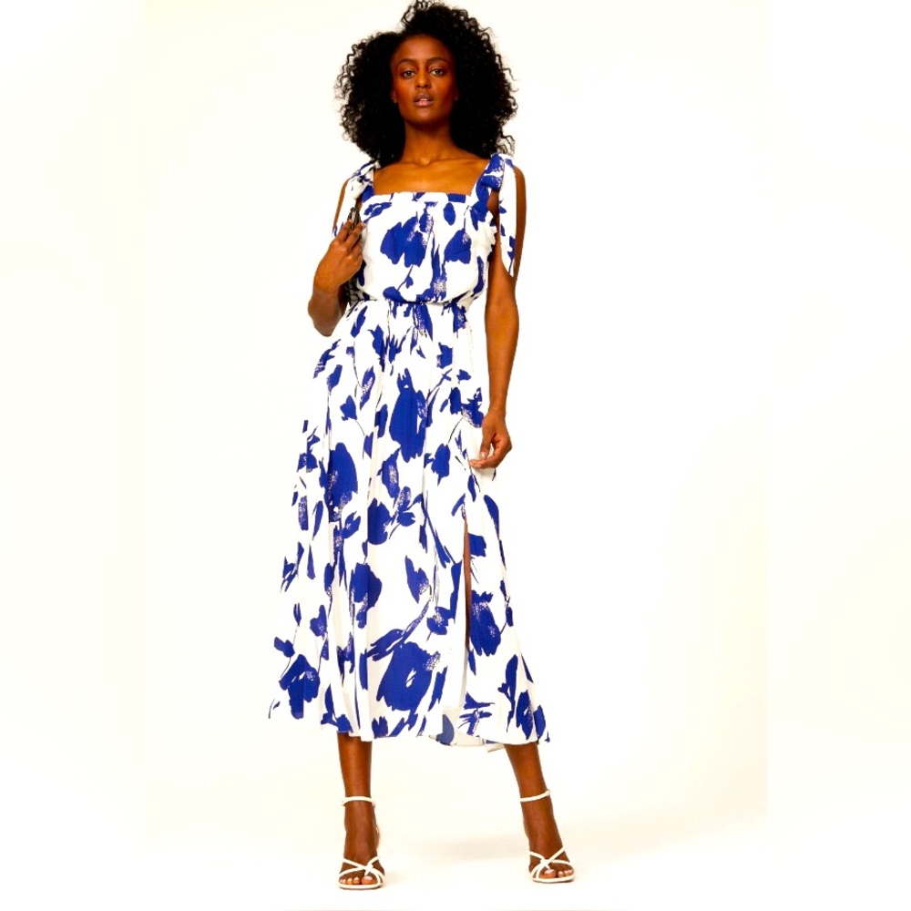Jason Wu Collective Blue Floral Bow Tie Strap Dress